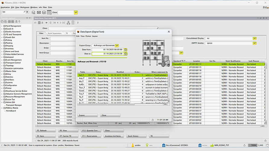 [Translate to English:] Software screenshot of PSIwms Digital Twin