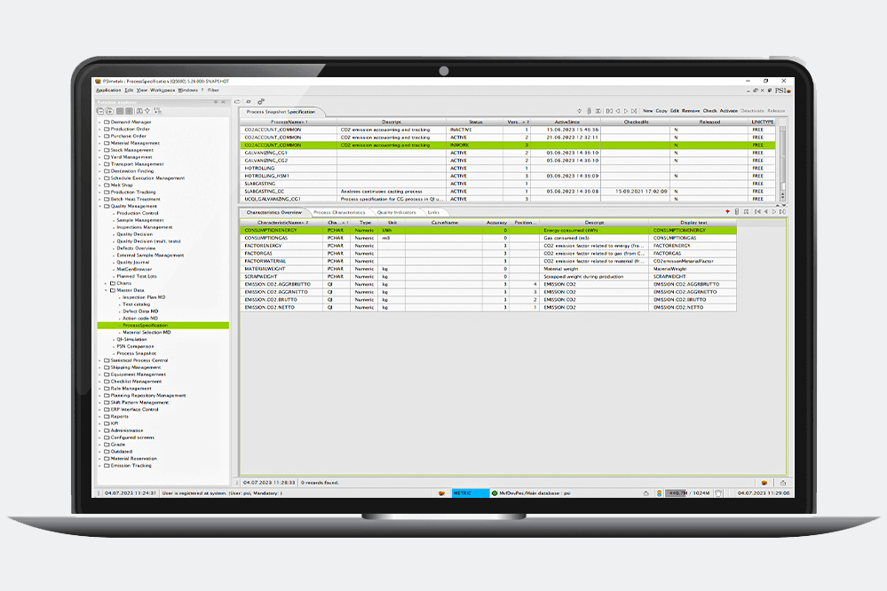 PSImetals BI tools for carbon footprint tracking and production decarbonization insights.