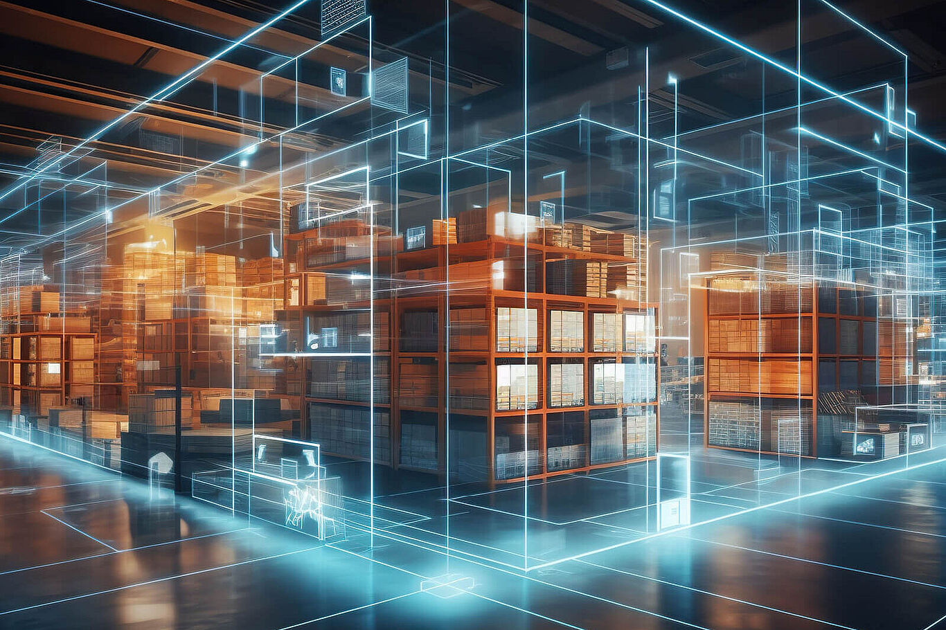 Illustration of a digital warehouse