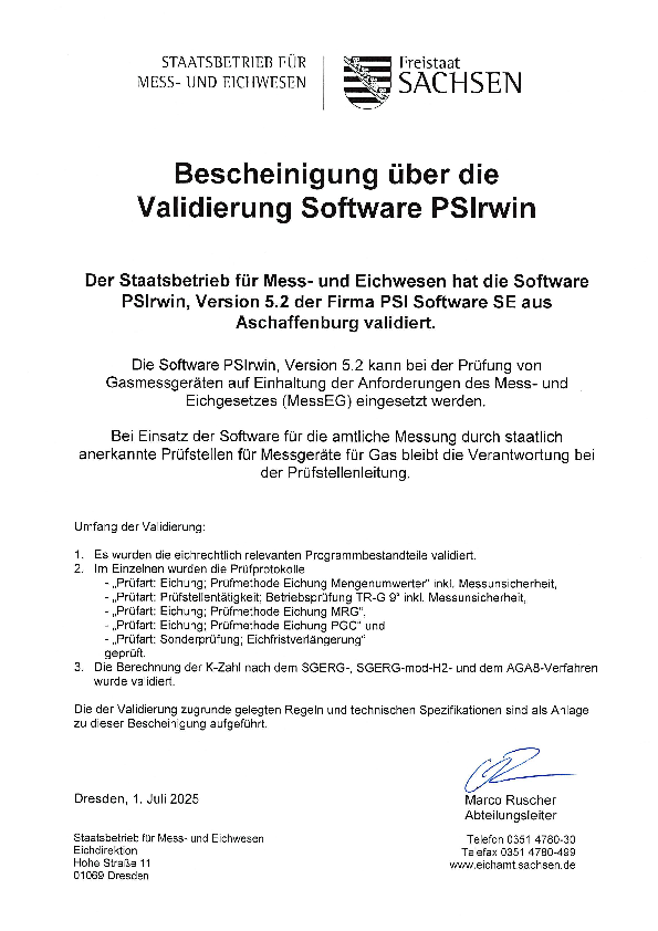 Validierungsbescheinigung Version 5.2